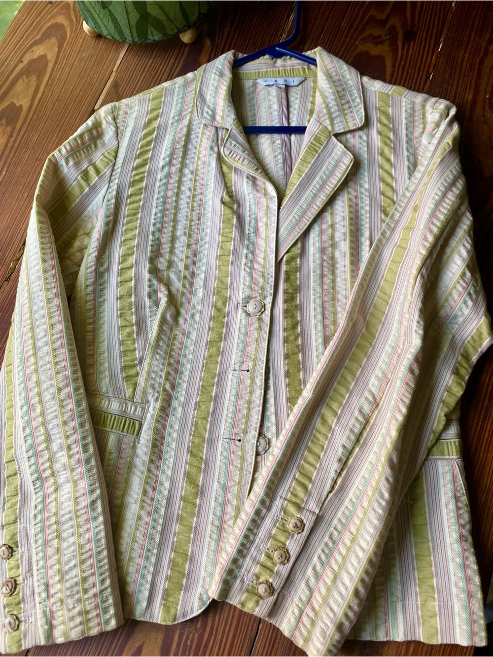 CAbi Pastel Striped Notch-Collar Blazer